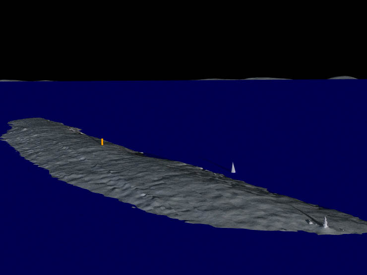 Figure 4: Isometric View of the Poleward Rim of Crater Whipple
