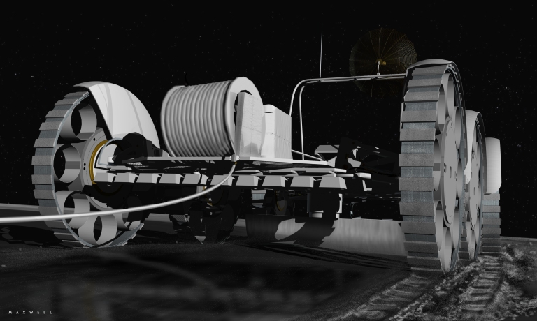 Figure 7: Microwave Emitters on a Rover Trailer Sintering a Landing Site