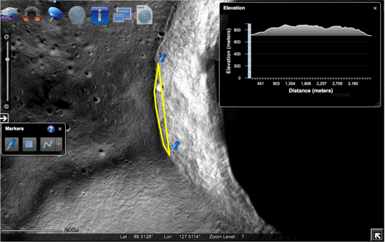 Figure 2: Area of the Whipple Development Near the Lunar North Pole
